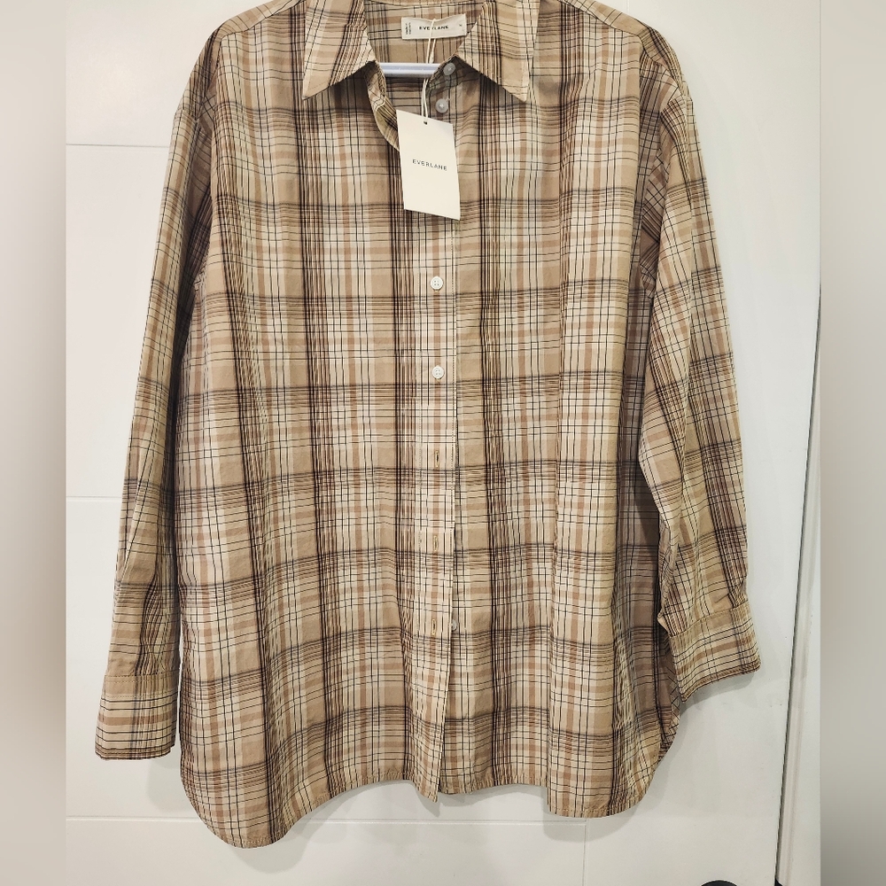 NWT Everlane polo plaid top Ptp 23